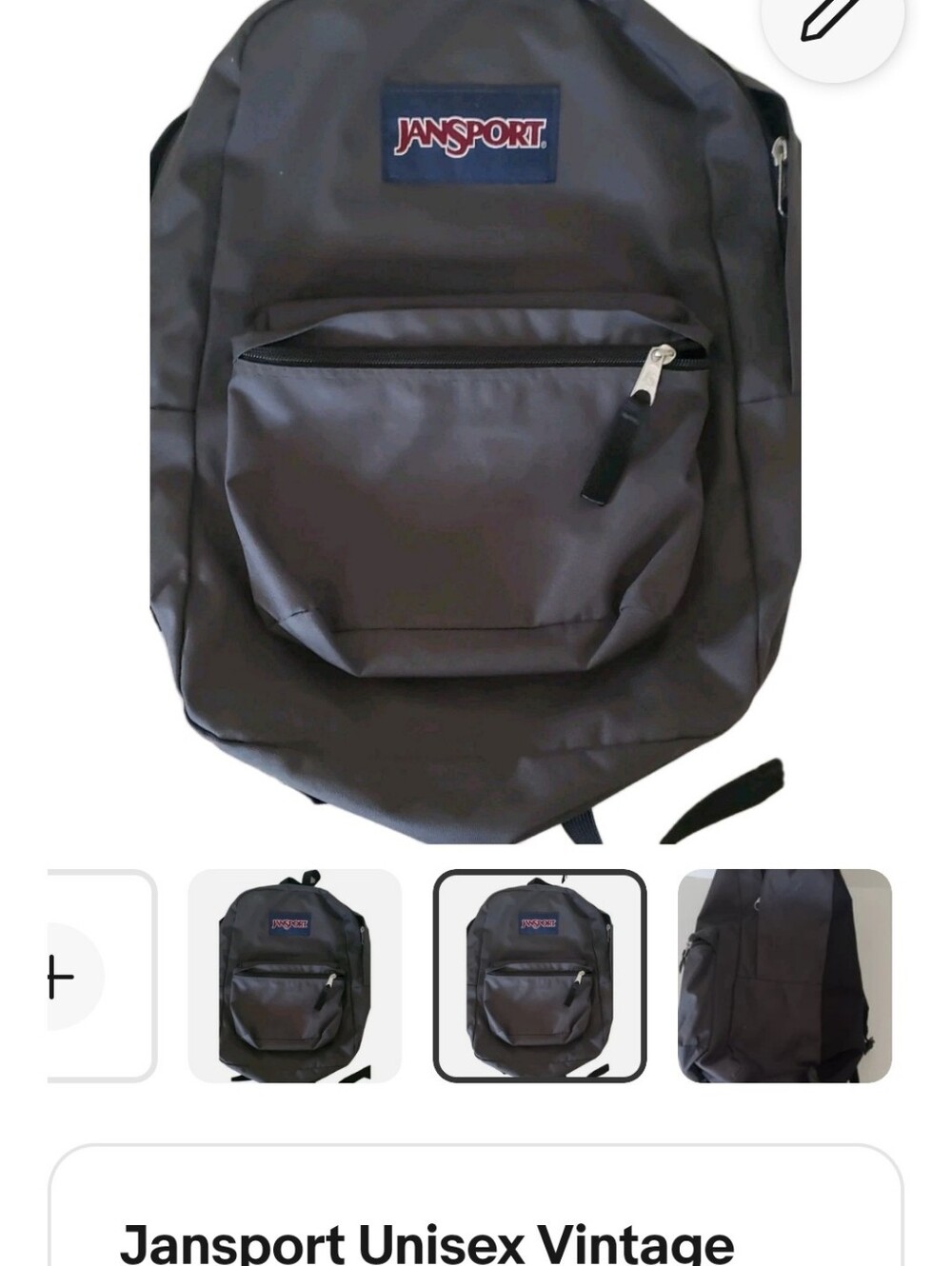 Jansport Black Backpack with Front Zip Pocket - Picture 2 of 4